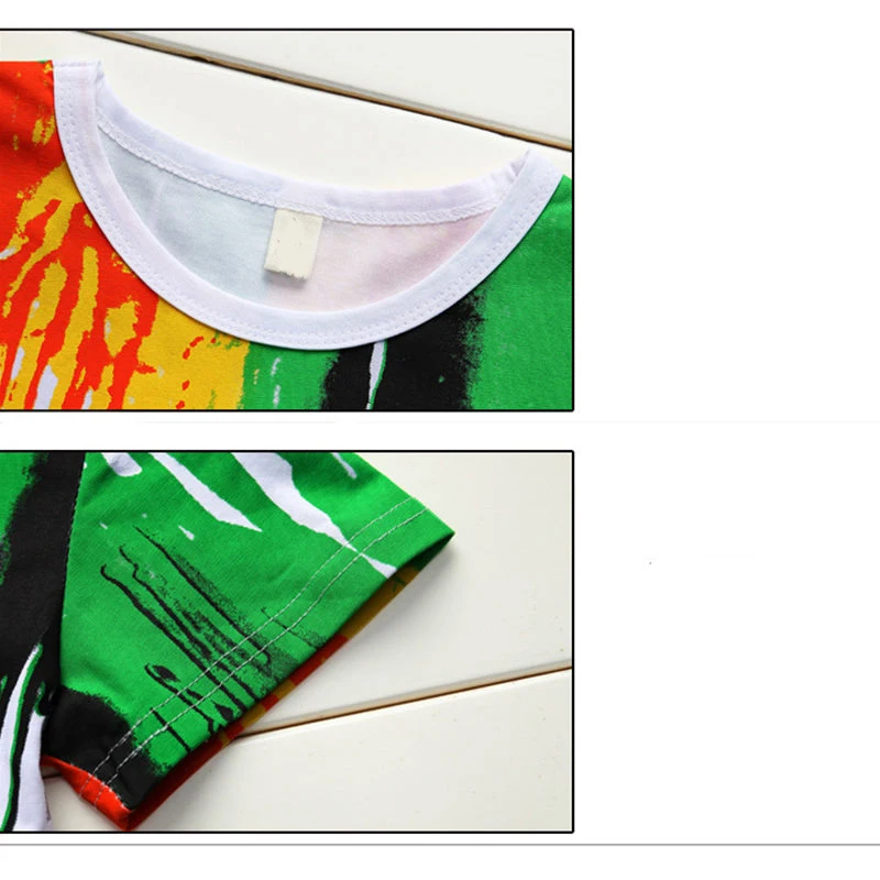 New Summer Boys Clothing Set Casual Hip-hop Stripe Colorful T-Shirt + Pants 2Pcs Suit Kindergarten Performance Kids Clothes