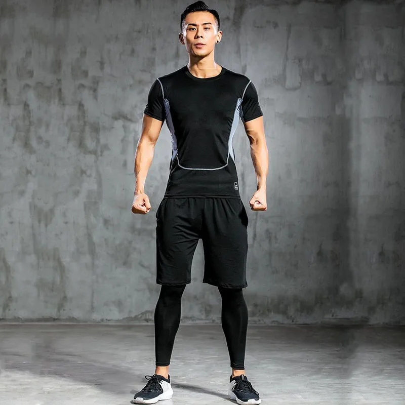 Chándal de secado rápido hombre, deportiva para gimnasio, conjunto de para correr y trotar, novedad de 2021|Sets de ejercicio y entrenamiento| - AliExpress