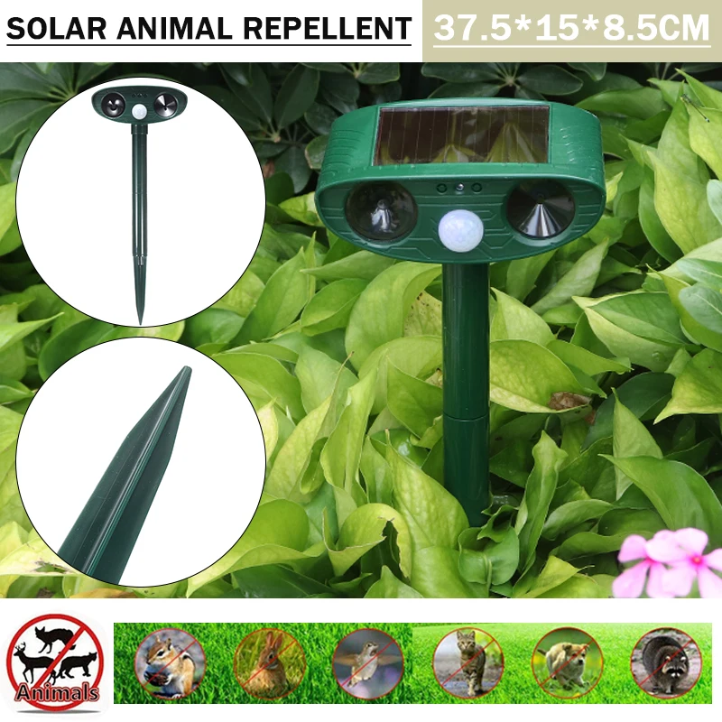 Solar Powered Ultrasonic Cats Dogs Repeller Outdoor Animal Dog Cat Raccoon Rabbit Dispeller Pest Control | Дом и сад