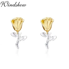 Милые 925 пробы Серьги-гвоздики в виде лепестков розы, серебристого и золотого цветов для женщин и девочек, детские ювелирные изделия в виде букле D Oreille Kolczyki Aros