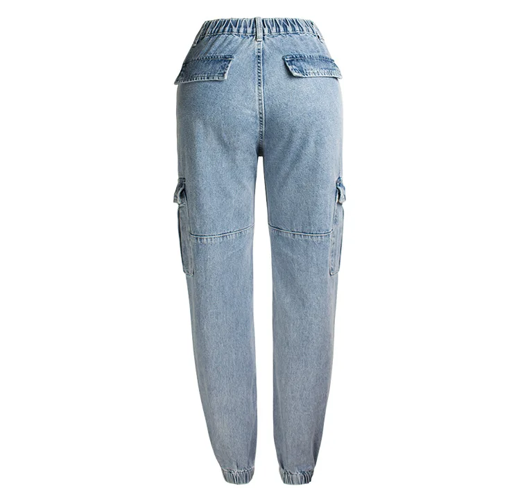 Женские джинсы-карго большого размера, эластичные джинсы с высокой талией, женские джинсы, s светильник, синие, с боковыми карманами, брюки для бега, брендовые, Desigual, Осенние
