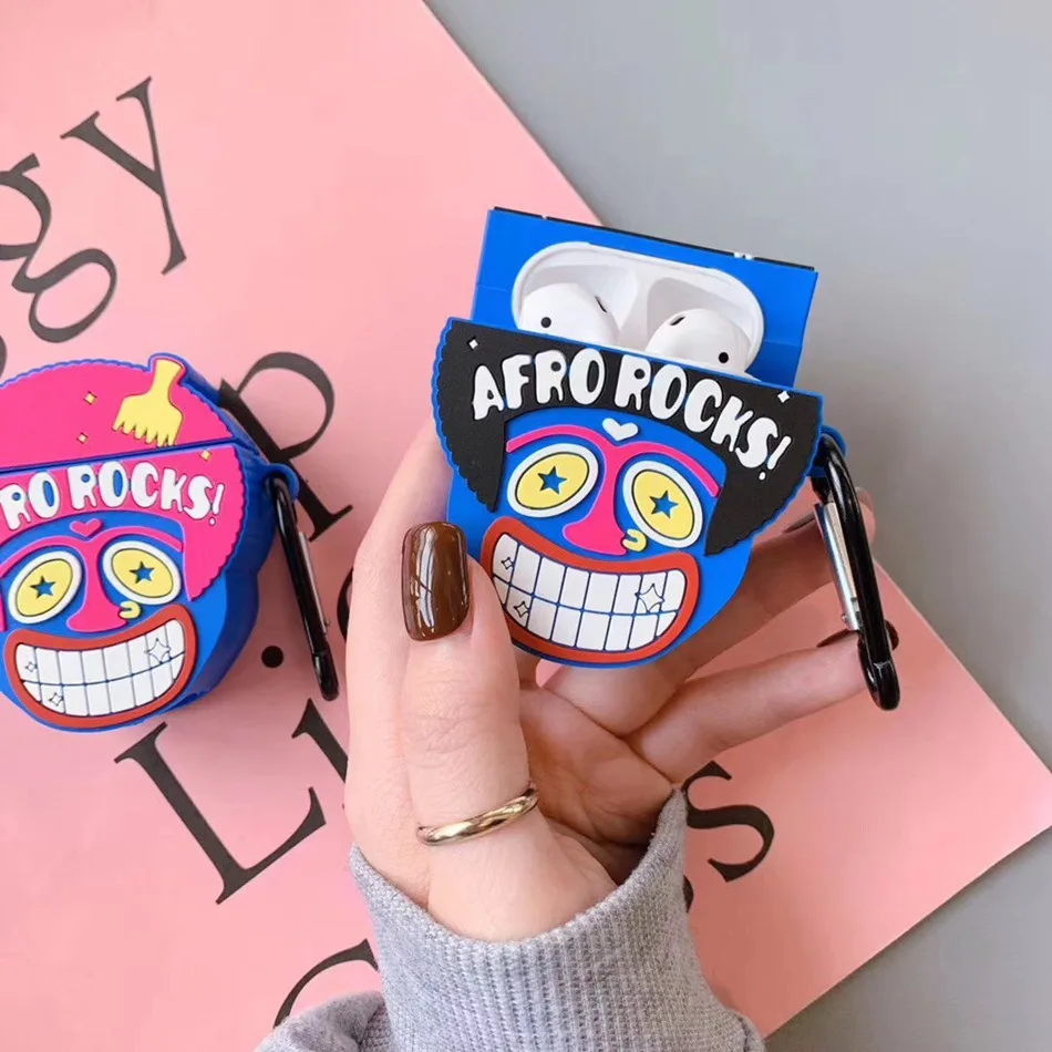 Earphone Case For Airpods Case Cute Clown Cartoon Pink Panther Cover For Apple Air pods 2 Accessories For Earpods Ring Strap