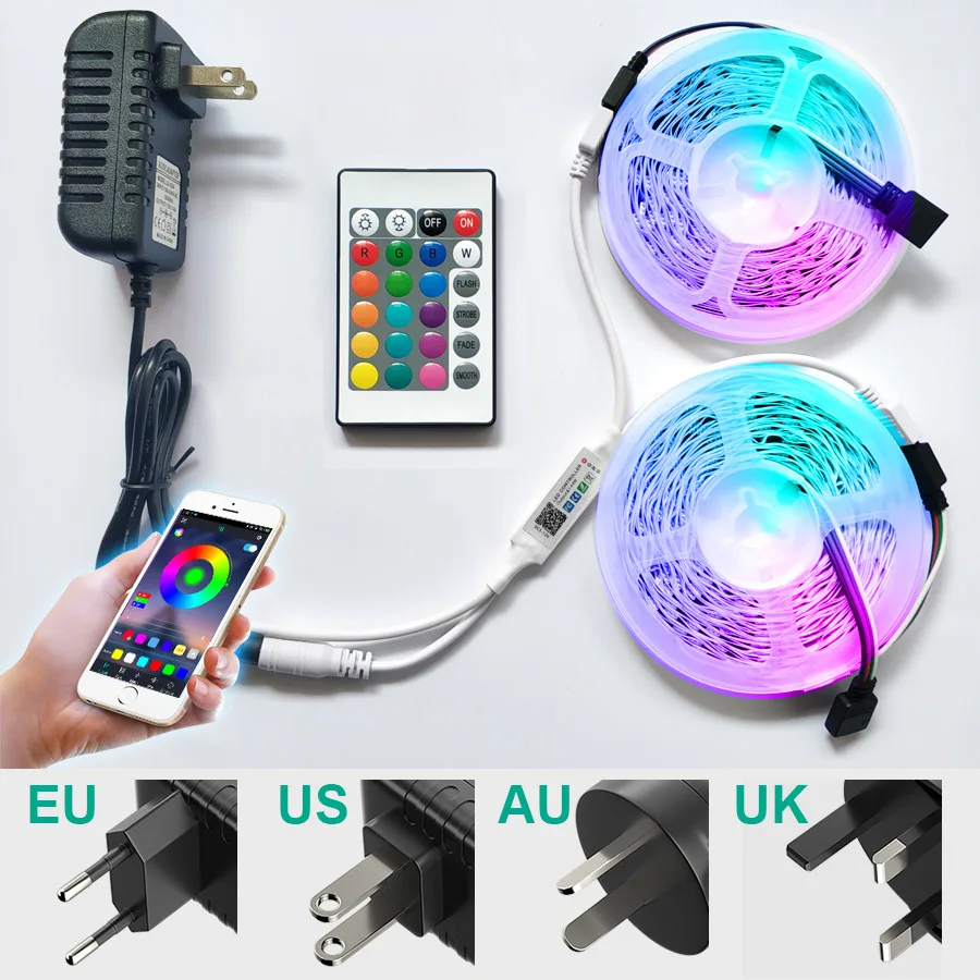 5 м 10 RGB Светодиодная лента SMD5050 2835 Bluetooth s Гибкая неводонепроницаемая 12 В для дома