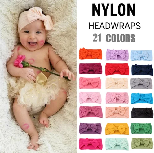 Ofertas Especiales Diadema de algodón para bebé niña, turbante de mezcla de flores con lazo, bandas para el pelo para niños, turbante elástico para niñas 85ZXwqa0b