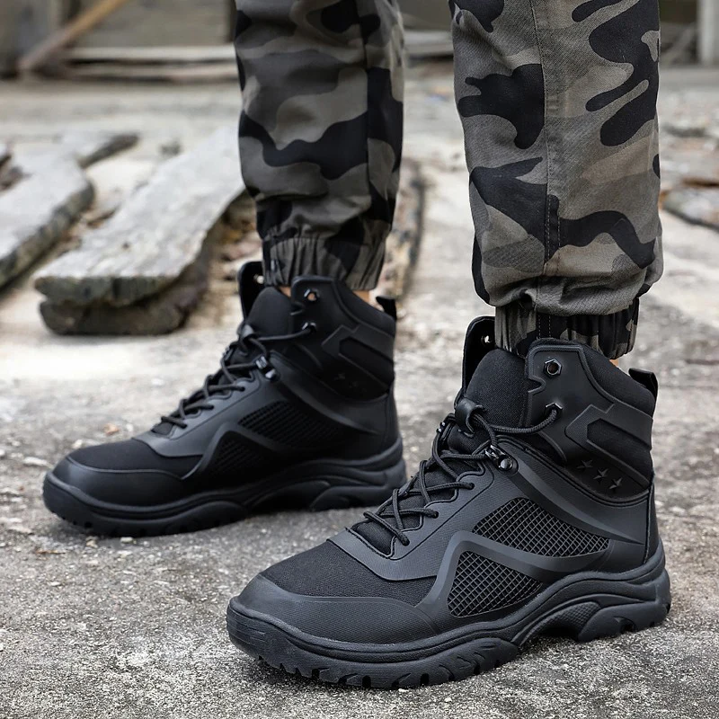 Hot Sell Military Combat Boots Men Big Size Army Shoes Military Tactical Boots Black Anti Slip Outdoor Trekking Shoes Men