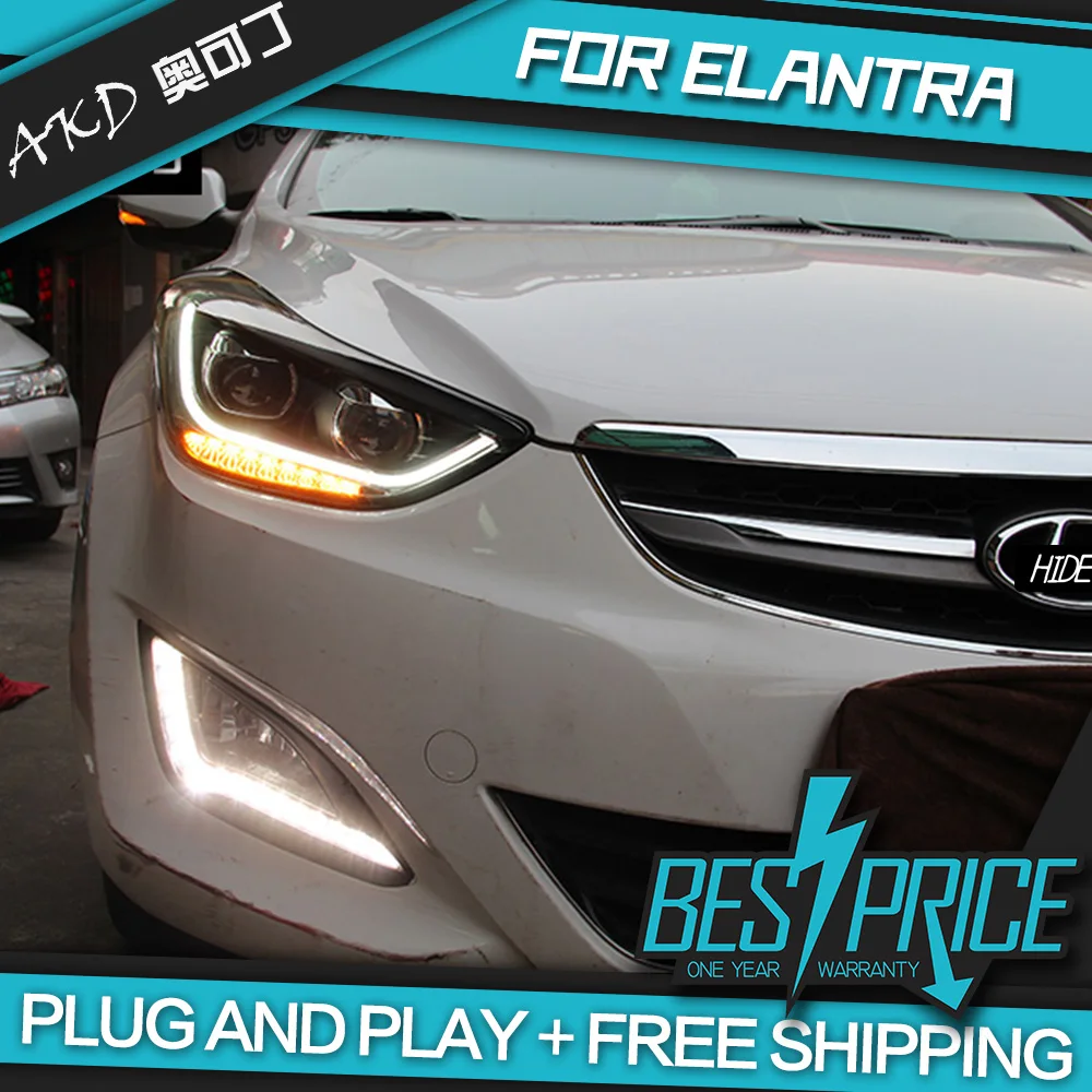 АКД автомобилей Стайлинг фар для Hyundai Elantra 2012 2016 фары светодиодный ходовые огни