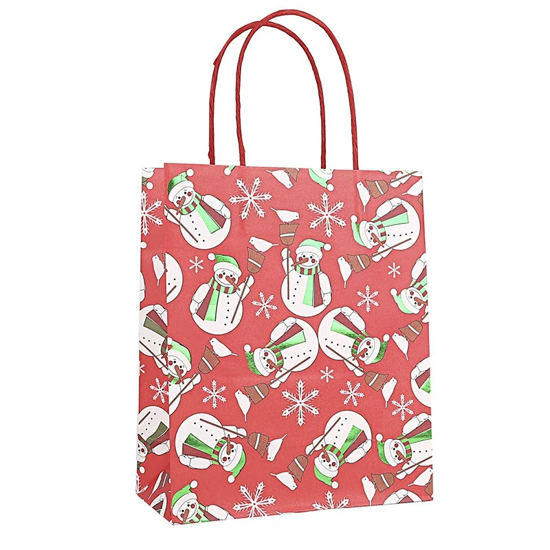 

12Pcs Pretty Kraft Paper Bags Candy Box Christmas Goodie Bags Printed Paper Treat Bags Paper Wedding Party Decor
