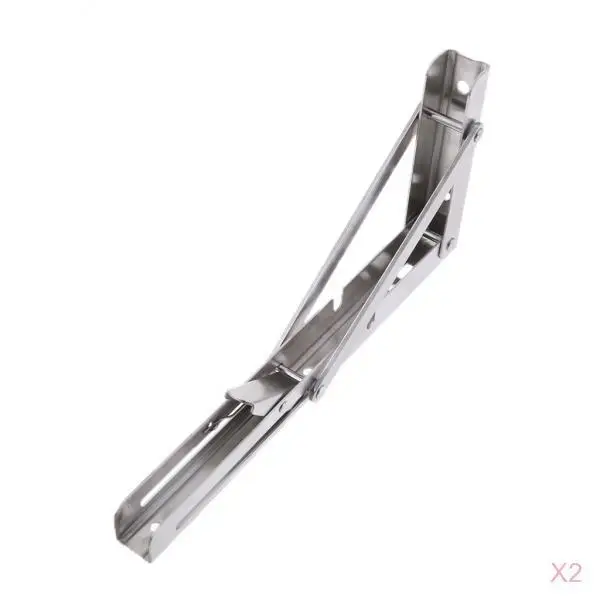 2pcs 304 Stainless Steel Folding Boat Bench Shelf Table Bracket 10 inch
