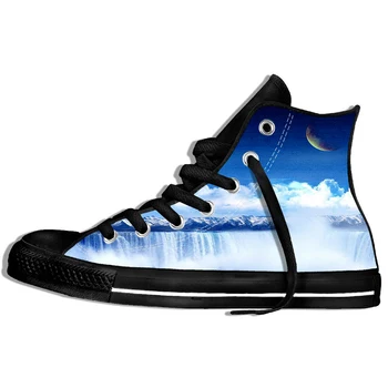 

2019 New Summer Autumn Winter Men Women Digital Print Blue Sky Clouds Sea/Lightning Sneakers Unisex Lightweight Shoes