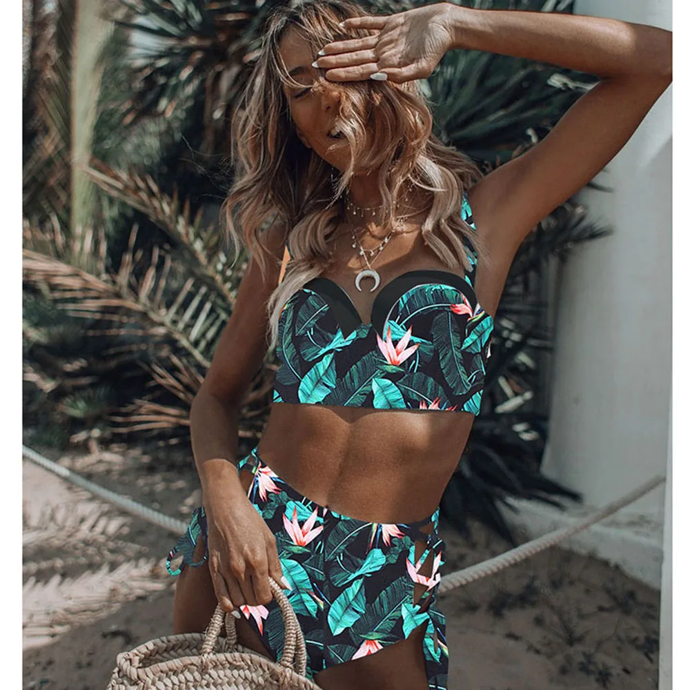 2020 Sexy High Waist Bikini Swimwear Women Swimsuit Print Biquini Bandage Bathing Suit Padded Bikinis Women Summer Beach Wear 2020 Sexy High Waist Bikini Swimwear Women Swimsuit Print Biquini Bandage Bathing Suit Padded Bikinis Women Summer Beach Wear