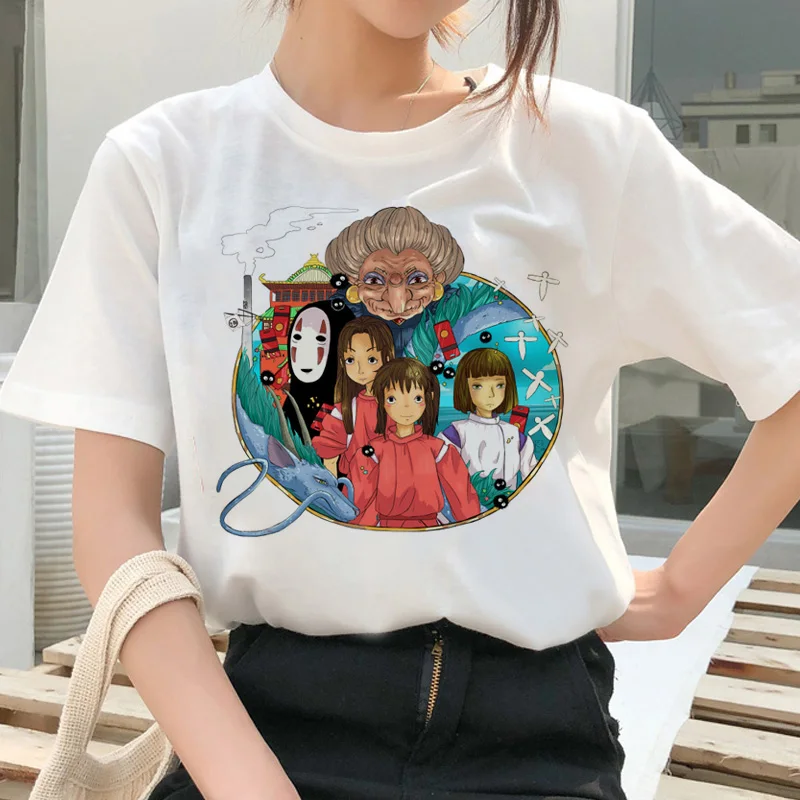 Футболка totoro Spirit Out Studio Ghibli femme с японским мультипликационным аниме, женская футболка, одежда Miyazaki Hayao, женская одежда kawaii - Цвет: 21043