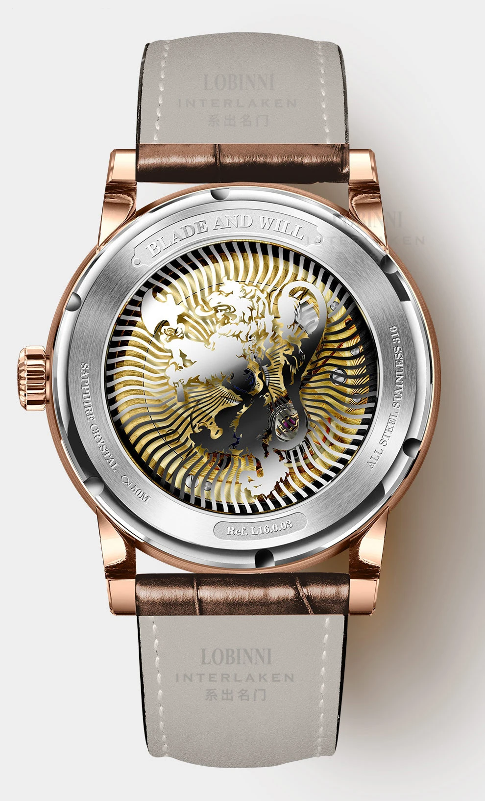 LOBINNI Men Watch Luxury Brand Moon Phase Automatic Mechanical Men's Wirstwatches Sapphire  World Time relogio masculin L16003-2
