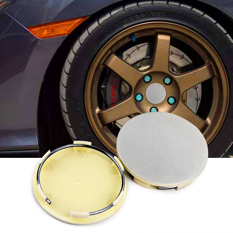 4pcs 65mm Car Wheel Center Cover For Racing Rim Cap RTE37 17"&18" RE30 CE28n 18 Hubcap Auto Accessories Flat Type Brown Silver