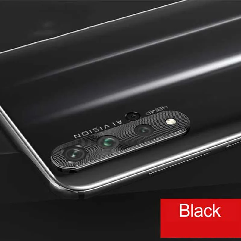 Защита объектива камеры для huawei Honor 20 Pro 20S 20i Nova 3 3E 3i 4 5 5i Pro Чехол металлический защитный кольцевой чехол для объектива мобильного телефона - Цвет: Черный