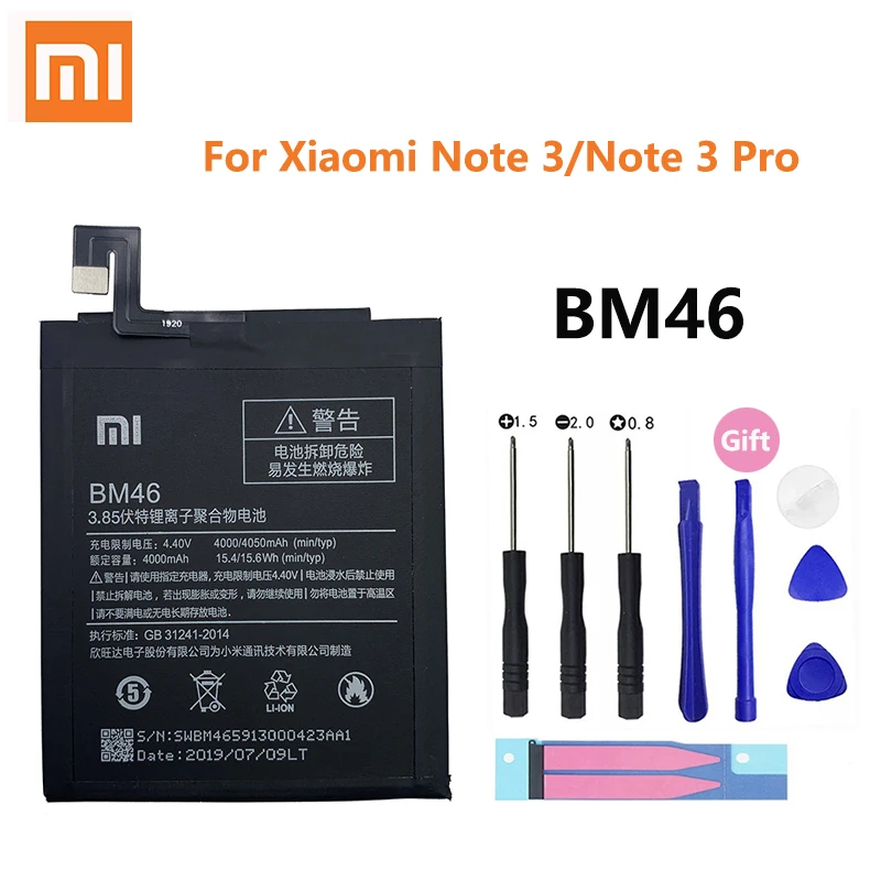 100% Оригинальный аккумулятор реальной емкости 4000 мАч Φ BM46 для Xiaomi Redmi Note 3 Note3 Pro/Prime