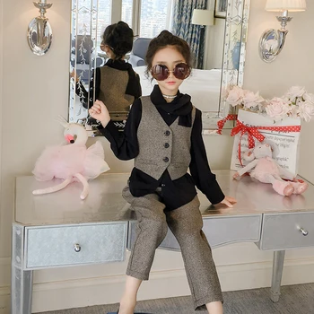 

Fashion Girls Fall Outfits Jeans Patchwork Tracksuit Kids Hoodies Denim Coat & Cotton Trousers 10 12 Years Children Clothing Set