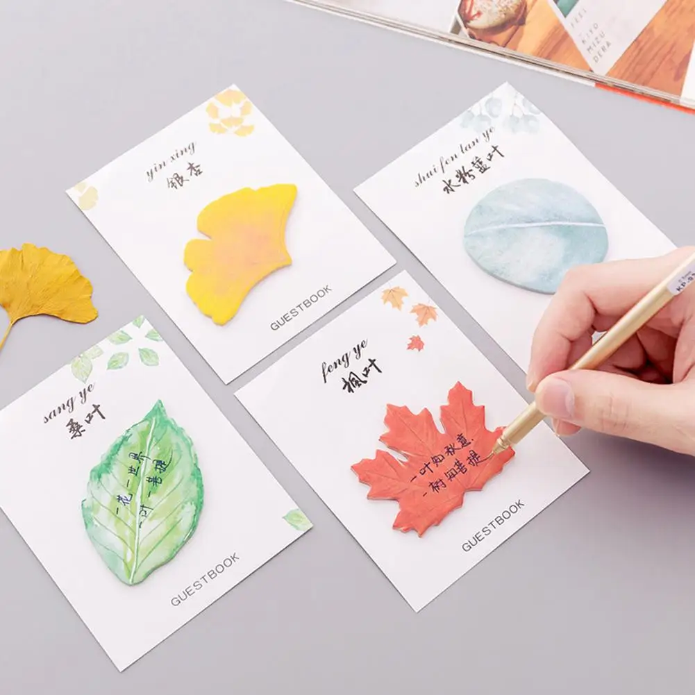 New Unique Maple Leaf Ginkgo Print Sticky Note Memo Pad Planner Office School Stationery