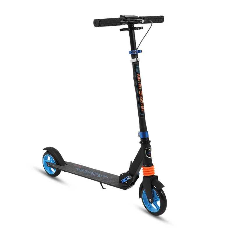 The New All-aluminum Belt Shock-absorbing Pedal Scooter Can Be Raised And Lowered With Handbrake Adult Scooter