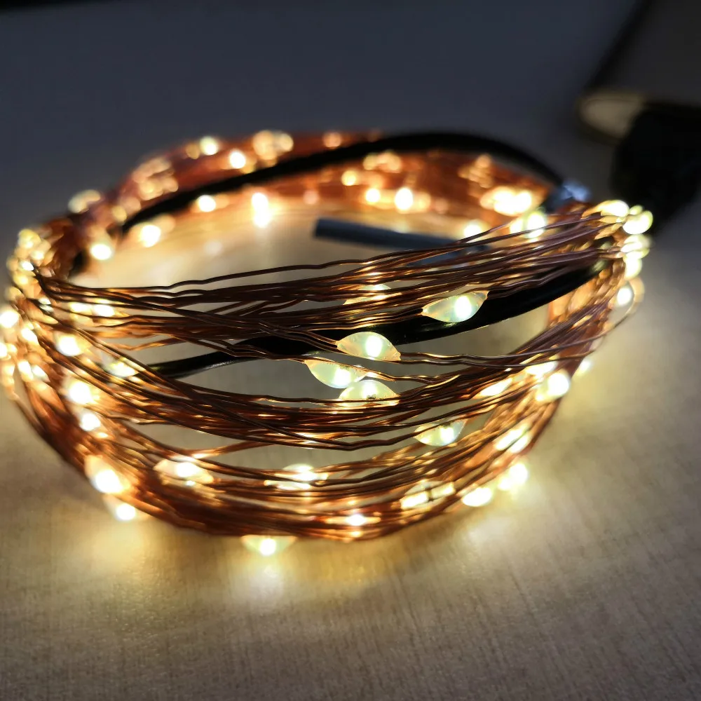 

Usb Brass String Dormitory Bedroom Colorful Christmas Brass String Light LED Star Net Red Light Band New Indoor And Outdoors