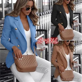 

Solid Color Stand Collar Womens Blazer Spring Autumn Long Sleeve Designer Women Tops Casual Slim Outerwears