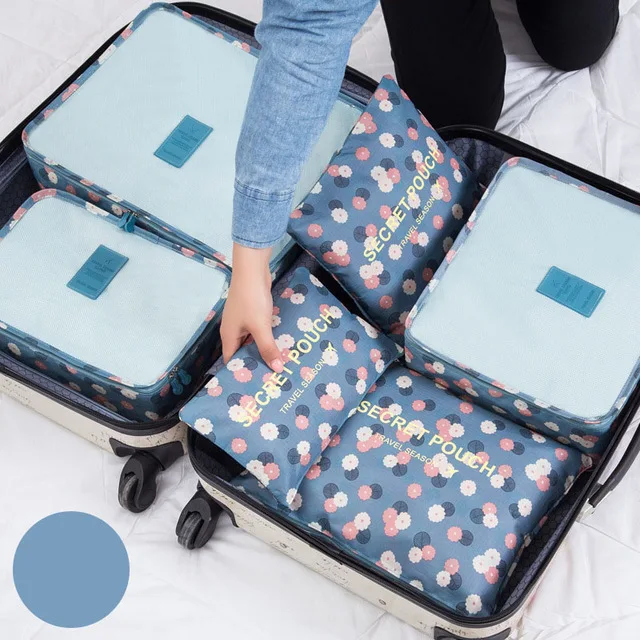 BigSize Flower 1 Для женщин Для мужчин 6 шт./компл. путешествия BagTravel сетки в мешке Чемодан Органайзер косметическая упаковка сумка куб Организатор для Костюмы - Цвет: BigSize Flower 1