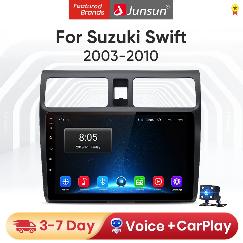 Junsun V14+64G carplay android auto магнитола 2дин андройд For Suzuki Swift 2003-2010 автомагнитола