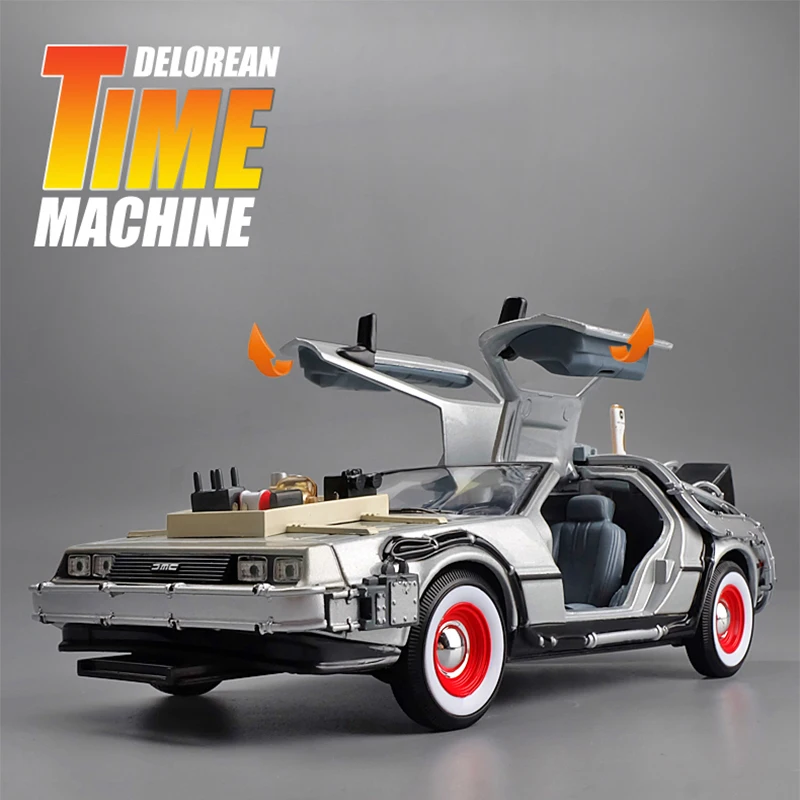 1:24 Mini Model Alloy Die cast Car DMC-12 Back To The Future Pull Back Inertia Metal Diecast Car Collection Gifts Toys for boys