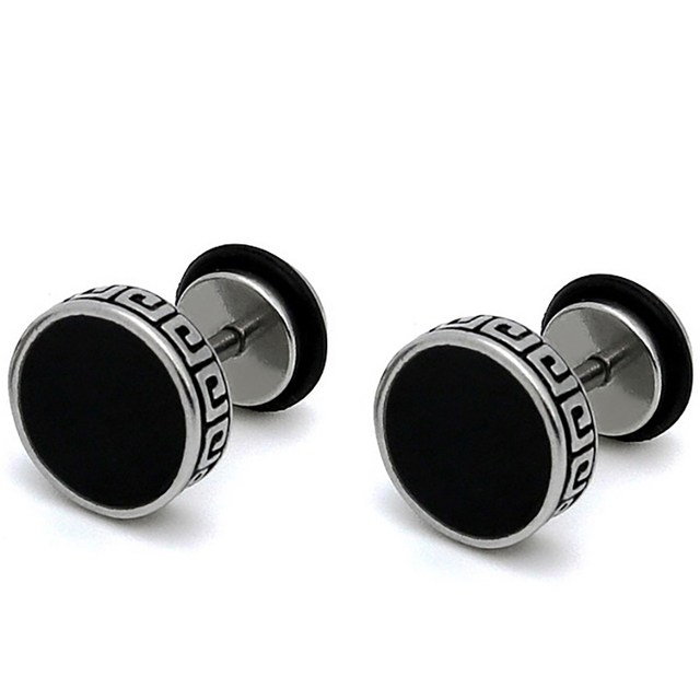 Piecs High Grade Round Shape Vintage Stud Earrings for Men Women Unisex Trendy Titanium steel Party  Ear Jewelry Gift