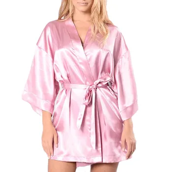 

Plus Size Sexy Lingerie Women Silk Lace Robe Satin Bathrobe Sleepwear Pajamas