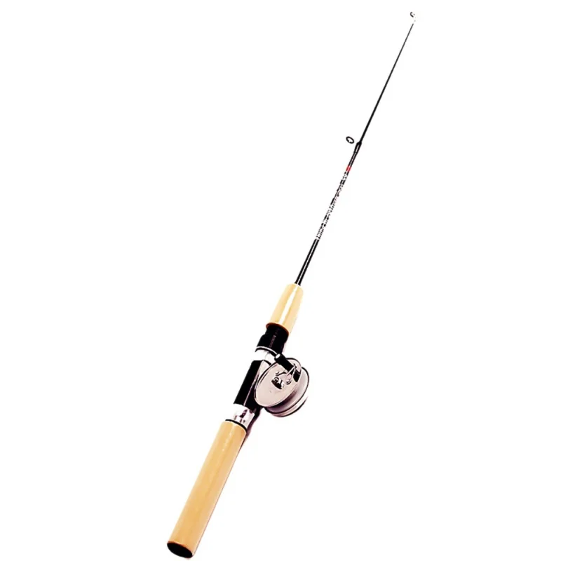 Winter Metal Fishing Reels, Mini Flexible Elastic Carbon Bait Casting Rod  Anti Slip Wood Color Handle