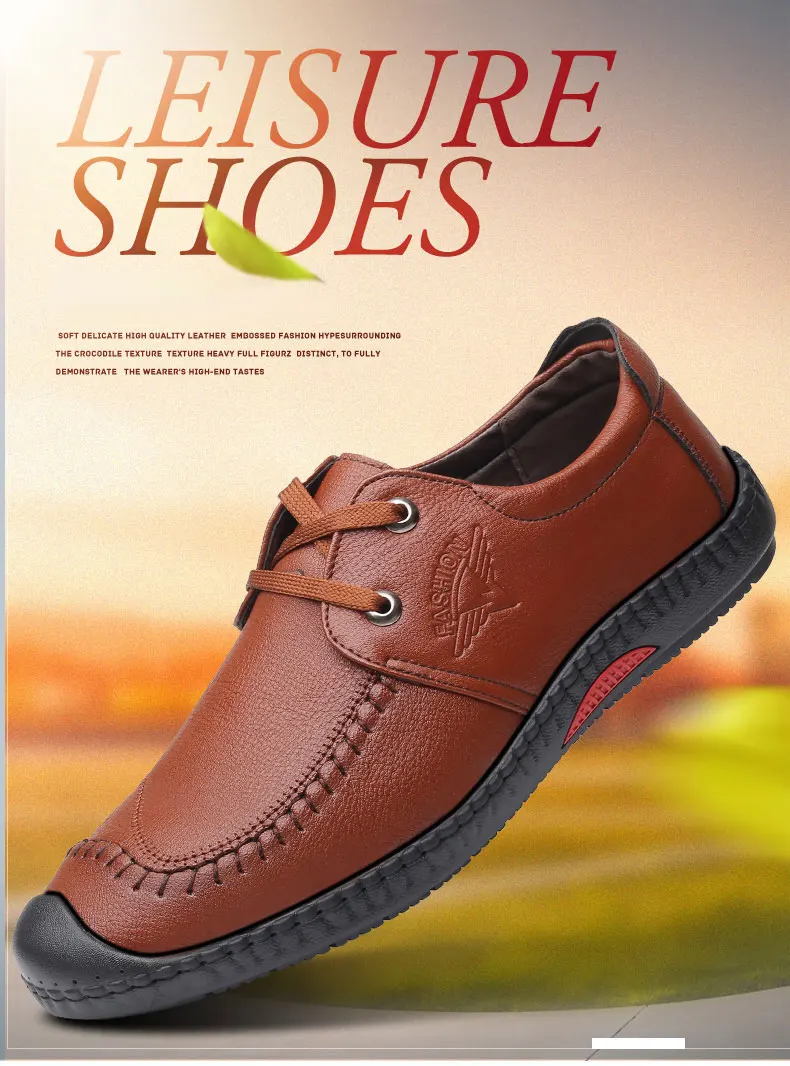 Mens Leather loafers boat shoes None-Slip Lace-up comfortable outdoor sports shoes spring autumn ankle boots (1)