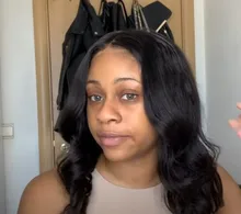 Transparente pelucas de encaje de la peluca de la onda del cuerpo de 13x4x1 frente de encaje pelucas de cabello humano Pre arrancó parte de encaje peluca para las mujeres negras Wondergirl