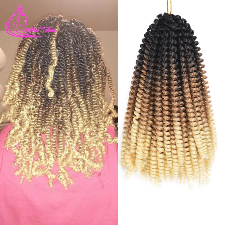 

Refined Hair Crochet Braids Short Synthetic Spring Twist CurlyBraids Ombre Brown Braiding Hair Extensions 30strands/pc Burgundy