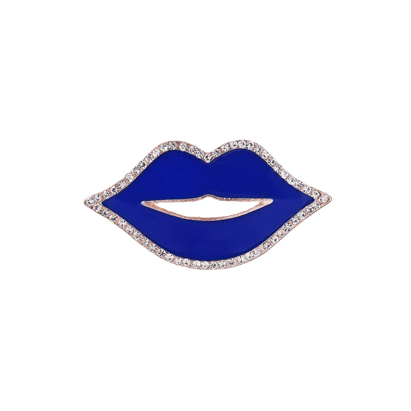 Новые Броши для женщин женские сексуальные красные губы Bijoux броши для хиджаба булавки Стразы блестящие Женские ювелирные аксессуары - Окраска металла: Blue