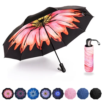 

Reverse Folding Automatic Umbrella Inverted Inside Out Sun Rain Strong Ribs Windproof Umbrellas Umbrella Women 10 Women's