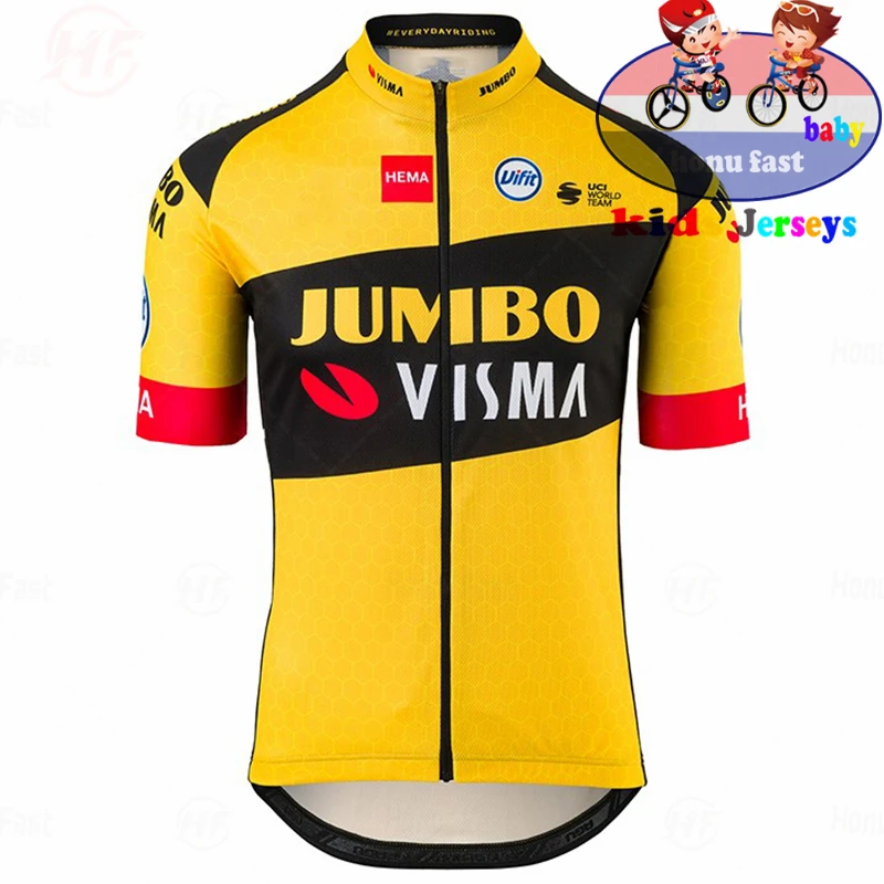 Комплект одежды для велоспорта Jumbo Visma детский дышащая майка велосипедные шорты