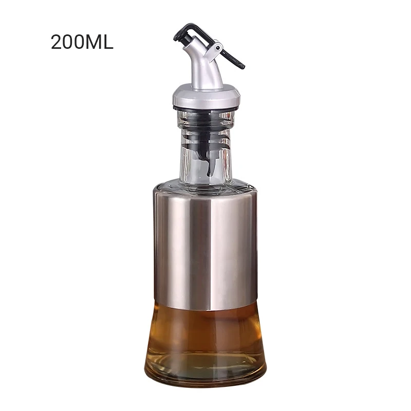 200ML Кухонные принадлежности, нержавеющая сталь, стеклянная бутылка для масла, герметичный соевый соус, уксус, диспенсер для хранения, полезные кухонные инструменты - Цвет: 200ML