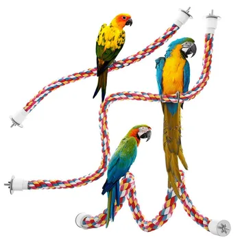 

Interactive Pet Bird Parrot Colorful Rope Perches Cage Accessories Comfy Perch Parrot Toys For Cotton Bungee Bird Toy Product