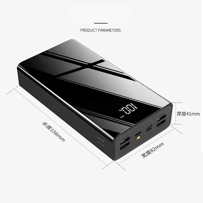 10000 mah 80000mAh portable charger LED with flashlight digital display Poverbank Powerbank 80000 mAh external battery for iPhone Xiaomi wireless battery pack