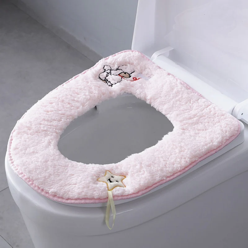 Теплый мультяшный мягкий унитаз для ванной комнаты, моющееся сиденье для унитаза, верхняя крышка, коврик, аксессуары для ванной комнаты