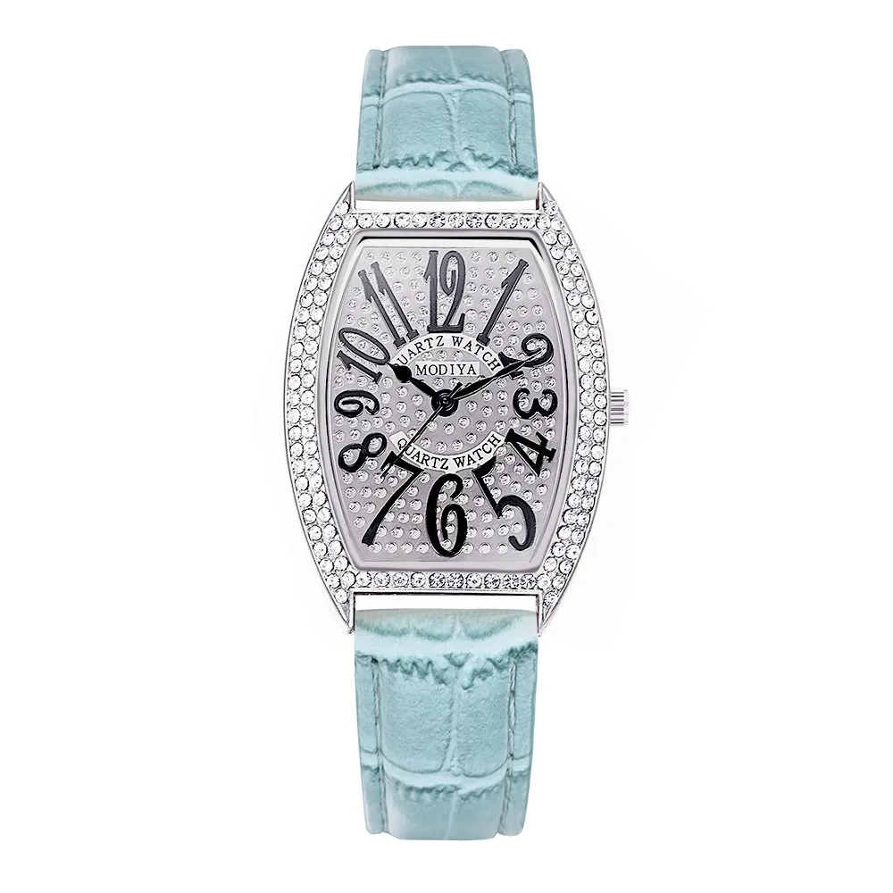 Роскошные женские часы с квадратным циферблатом и бриллиантами, женские наручные часы, простые кожаные кварцевые часы, Reloj Mujer Relogio Feminino# L - Цвет: N