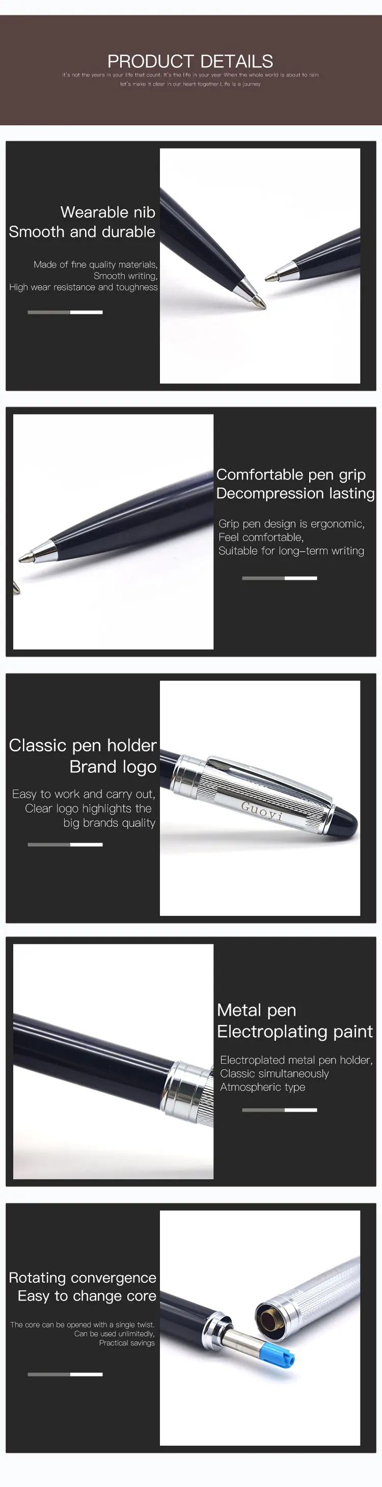 Guoyi A199, креативная шариковая ручка с металлической гравировкой, 50 шт./лот, для обучения, офиса, школы, канцелярские принадлежности, Подарочная роскошная и бизнес-ручка для отелей
