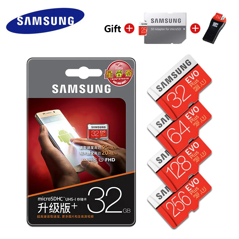 

SAMSUNG Microsd Card 256G 128GB 64GB 32GB 16GB 8GB 100Mb/s Class10 U3 U1 SDXC Grade EVO+ Micro SD Card Memory Card TF Flash Card
