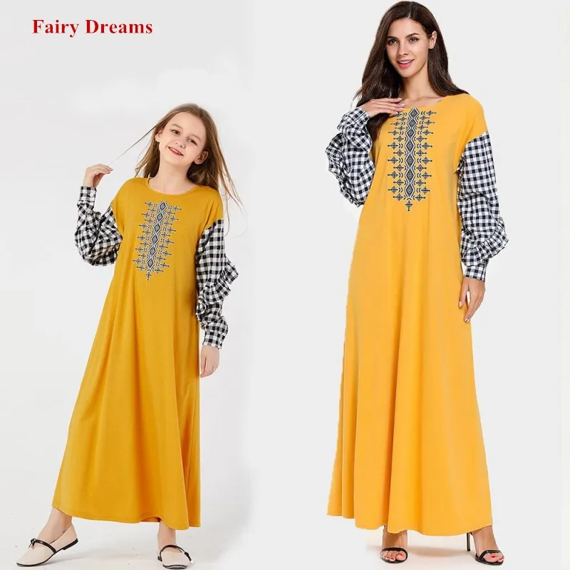 Женские мусульманские платья Желтый abaya Дубай Турецкая индейка Бангладеш кафтан