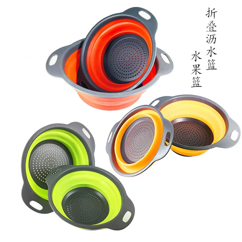 

Foldable Drain Basket Colander Fruit Vegetable Washing Collapsible Drainer With Handle Kitchen StorageTools Basket Strainer1pcs