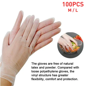 

100 Pieces Disposable Gloves Clear Vinyl Household Cleaning Office Home Rubber Latex Gloves Rubber Latex Disposable Gloves
