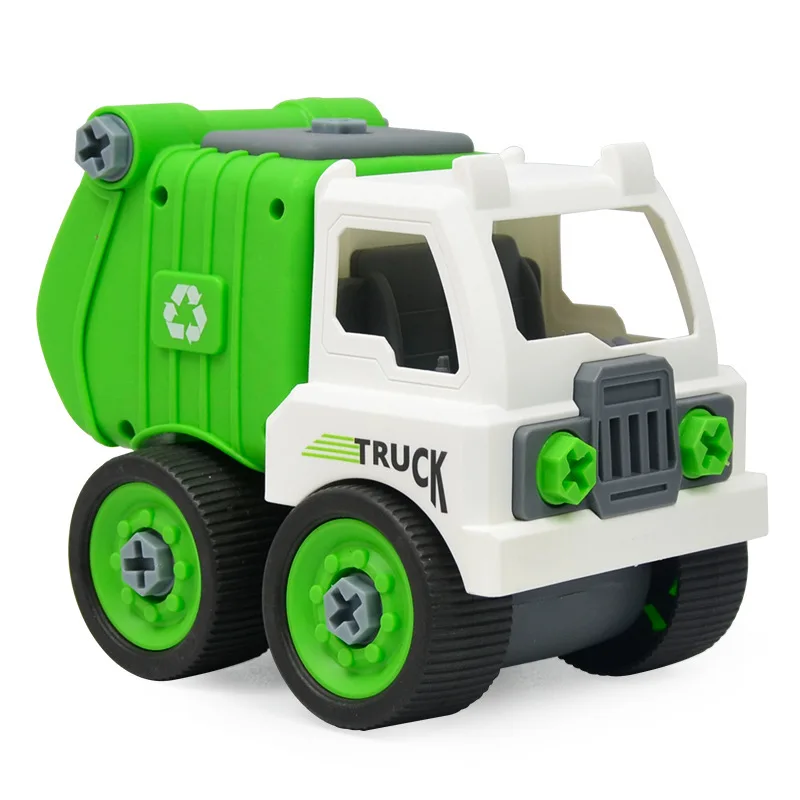 Baby Shining Car Toy 4 Wheels Disassembly Engineering Vehicle Truck Fire Truck Children Toys Educational Toys Boy Gift Playset