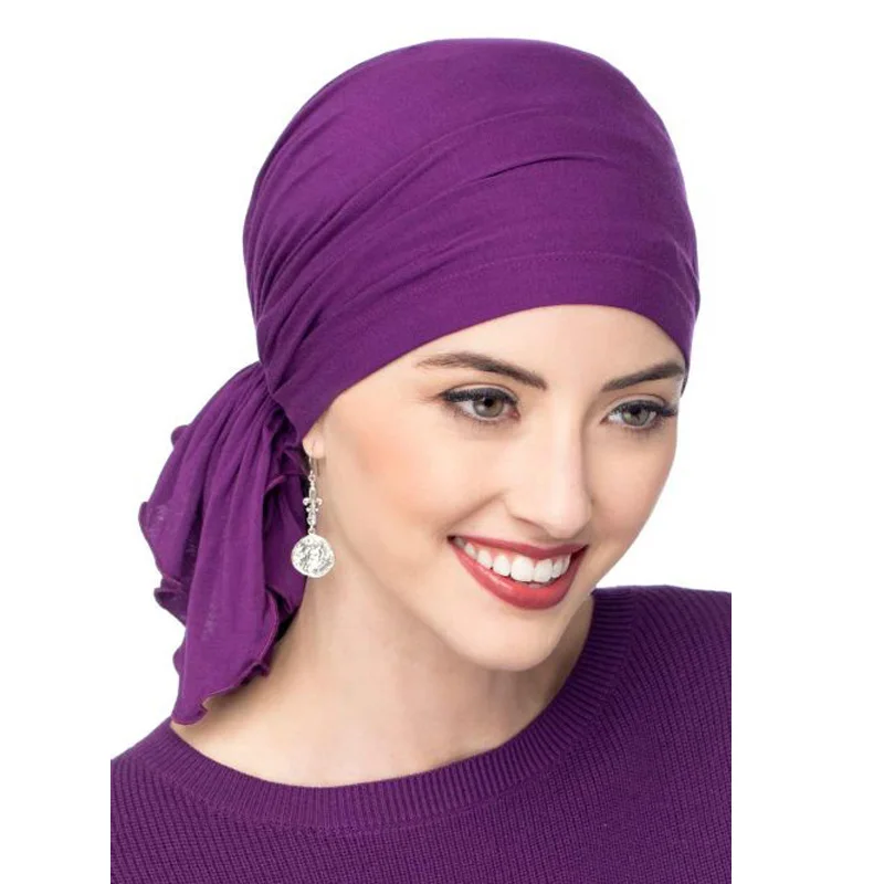 Top quality Under Scarf Bonnet Tie Back Cap for Hijab Head Scarf Chemo Black 