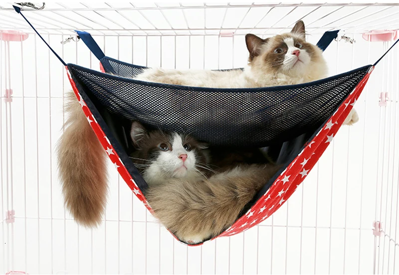 Двухслойный гамак для кошек лето зима подвесные кровати товары для животных коврик мягкий котенок качели хомяк кролик кровать клетка несущей 15 кг