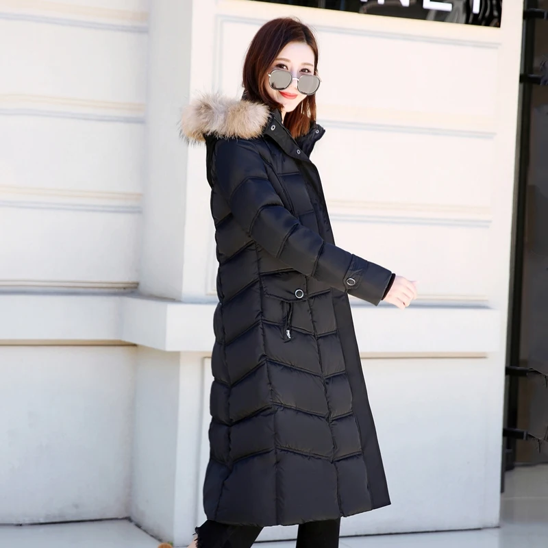 Зимние женские куртки длинные женские большие размеры 4XL 5XL с капюшоном с меховым воротником парки Плюс размер для женщин осеннее пальто